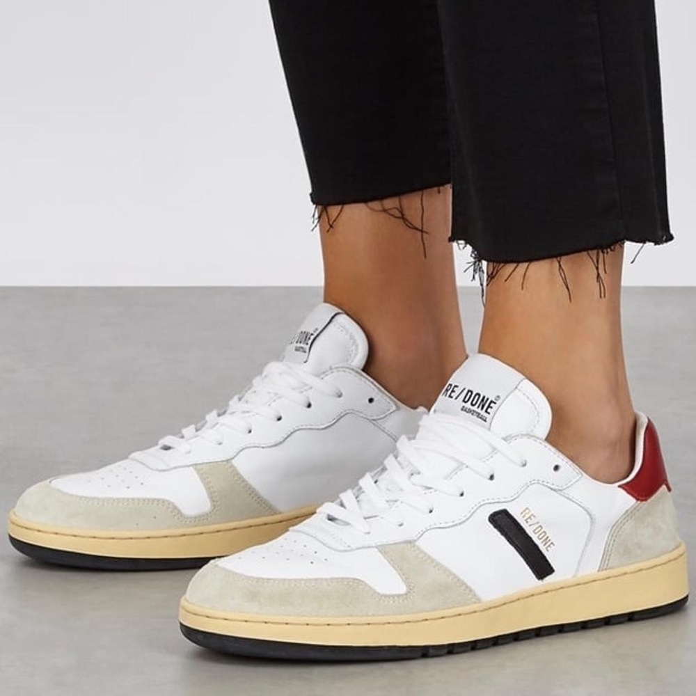 Re/Done White and Red Casual Sneakers